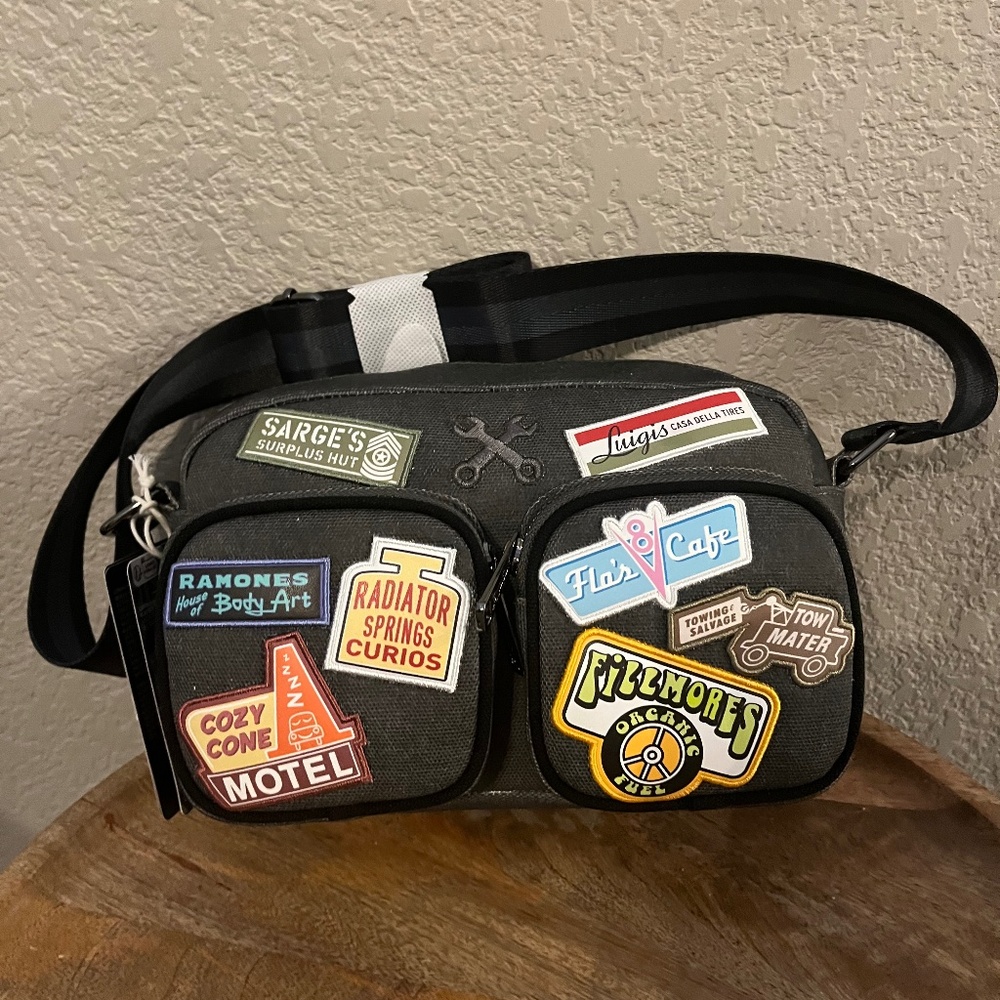 Loungefly Disney Pixar Cars Radiator Springs Patches Crossbody Bag - BoxLunch